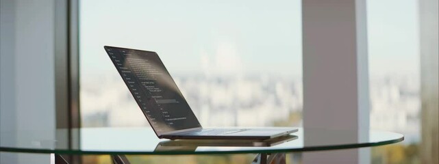 Software Engineering and programming concept. Premium class Laptop with programming language software.