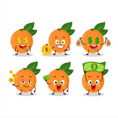 Wall Mural - Grapefruit cartoon character with cute emoticon bring money