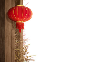 Sticker - Chinese lanterns hanging with wooden wall