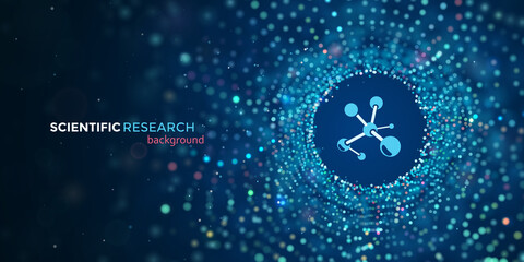 scientific medical research vector web banner. science abstract blue background with motion blur par