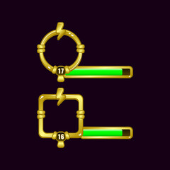 Wall Mural - energy thunder game ui border frame with level and progress bar for gui asset elements vector illust