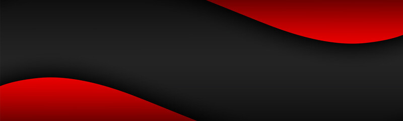 Wall Mural - abstract black and red wave banner. vector header with blank space for your text. modern corporate d
