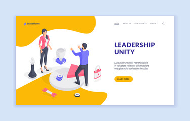 Wall Mural - business leaders uniting in work. isometric vector illustration