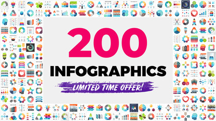 the biggest infographics bundle ever - includes 200 presentation templates, such as diagrams, charts