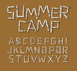 © TeddyandMia - Vector font design. Alphabet made of birch tree logs for rustic design.