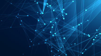 Canvas Print - abstract blue polygon tech network with connect technology background. abstract dots and lines textu