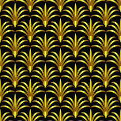 Seamless pattern in art Deco style. Decorative illustration of a palm tree, vintage ornament in vector. Wallpaper or elegant fabric