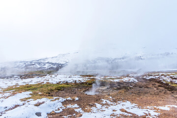 Valley of Geysers Haukadalur in the south of Iceland.