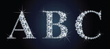 Fototapeta  - Diamond alphabet letters. Stunning beautiful ABC jewelry set in gems and silver. Vector eps10 illustration.