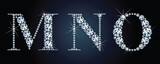 Fototapeta  - Diamond alphabet letters. Stunning beautiful MNO jewelry set in gems and silver. Vector eps10 illustration.