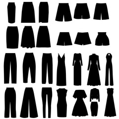 Wall Mural - black silhouette set of womens clothing