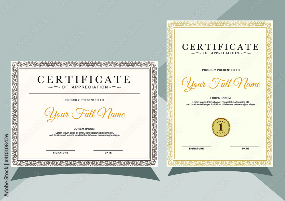 Certificate awards template or diploma retro vintage design template ...