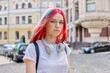© Valerii Honcharuk - Fashionable teen girl with bright dyed colored hairstyle on city