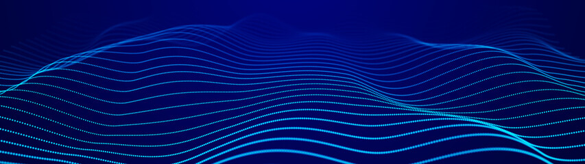 Fototapete - abstract blue background of points. cyber particles. big data stream. 3d rendering