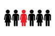 Chosen from a group of people. Group of people silhouette standing in row. Man and woman icon. Infected person. Vector illustration