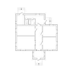 Naklejka na meble House interior. Black and White floor plan of a modern apartment. Vector blueprint. Architectural background.
