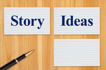 Wall Mural - Story Ideas message on white paper index cards