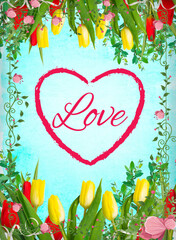 love greeting card or banner.