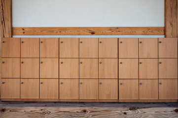 Wooden brown square cabinet storage locker