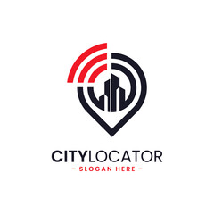 Wall Mural - City locator logo design template. Creative gps map point location symbol concept.