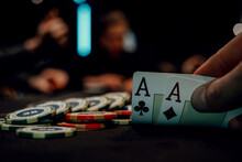 The Poker Game In Casino Chips Cards And The Poker Table