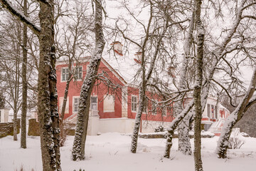 Poster - old manor in winter time, europe, estonia