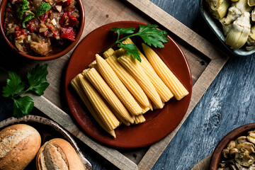 Poster - baby corns, escalivada, artichokes and mushrooms