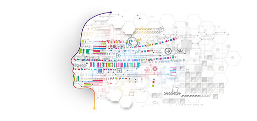 Artificial intelligence concept. Technology background. Vector science illustration