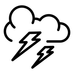 Wall Mural - lightning clouds icon. outline lightning clouds vector icon for web design isolated on white backgro