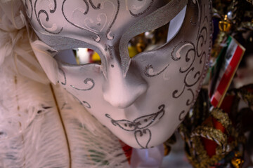 Ancient carnival mask. Carnival celebration in Venice