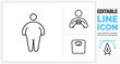 Editable line icon of obesity, junkfood and a scale