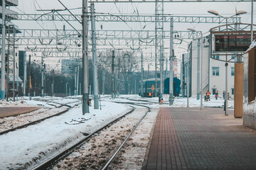 Passenger apron at the railway station of the main station of Minsk, Belarus 