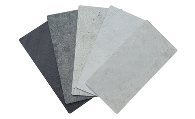 rustic concrete laminateds samples swatch in black ,grey and white color tone. collection of cement 