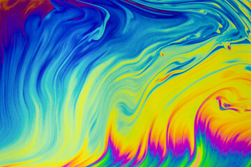 Wall Mural - psychedelic multicolored patterns background. photo macro shot of soap bubbles.