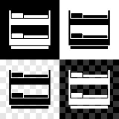 Canvas Print - Set Bunk bed icon isolated on black and white, transparent background. Vector.