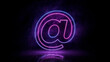 © RocknRoller Studios - Pink and blue neon light @ icon. Vibrant colored email technology symbol, isolated on a black background. 3D Render