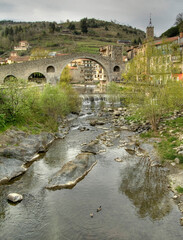 Sticker - La rivière Ter à Camprodon, Catalogne, Espagne