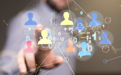 working with new modern computer show social network