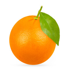 Wall Mural - Isolate fruit. One whole orange on white background, clipping path. Organic orange macro studio photo. Full depth of field. Perfect retouching fruits