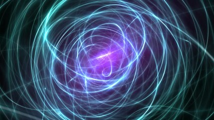 Canvas Print - Neon blue and purple pulsating circles abstract background. 4K 3D animation