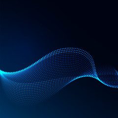 Beautiful wave shaped array of glowing dots.Abstract vector design element.