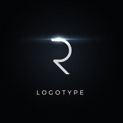 Aufkleber - Futurism style letter R. Minimalist type for modern futuristic logo, elegant cyber tech monogram, digital device and hud graphic. Minimal style symbol, vector design