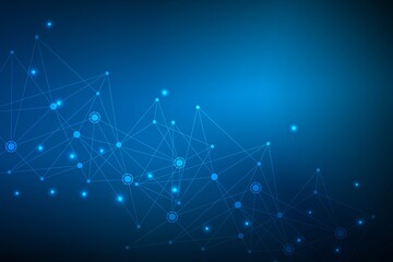 Wall Mural - geometric abstract background with connected line and dots. structure molecule and communication. bi
