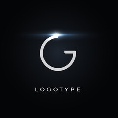 Aufkleber - Futurism style letter G. Minimalist type for modern futuristic logo, elegant cyber tech monogram, digital device and hud graphic. Minimal style symbol, vector design