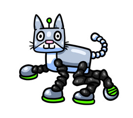 Stylized Adorable Happy Robot Cat