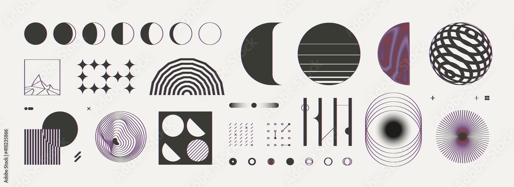 Abstract shapes. Minimal contemporary design forms and symbols with chromatic effect. Vector trendy isolated set - obrazy, fototapety, plakaty 