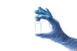 Concept with doctor hand wearing medical glove holding vaccine vial 