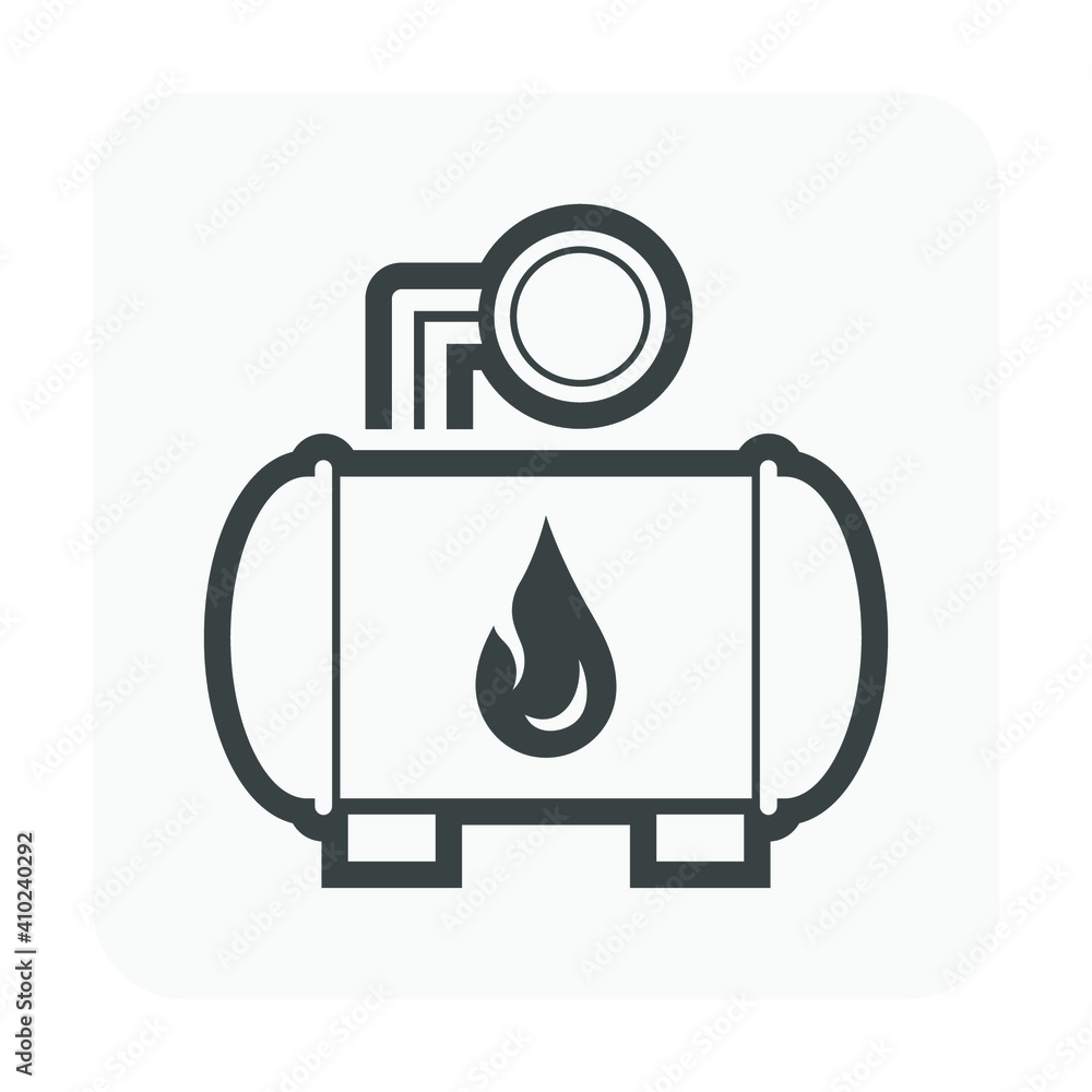 Natural gas tank or cylinder pressure vessel vector icon. Container or  equipment for installation in car or vehicle to storage and transportation  liquid compressed gas i.e. propane, lpg, lng, and cng. Stock, image size:1000x1000