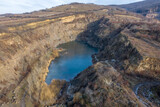 Fototapeta Góry - Hungary - Small lake near Tarcal from drone view