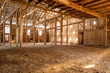 Empty Old Wood Barn Inside Sunbeams Light Rays Boards Dusty